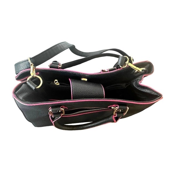 Bebe Purse Shoulder Y2K Steam Punk Witchy Grunge Goth Emo Black Pink Bar… - Picture 5 of 13